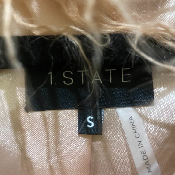1. STATE | Faux Fur Cropped Jacket, Dusty Pink Rose | Size S - Picture 2 of 4